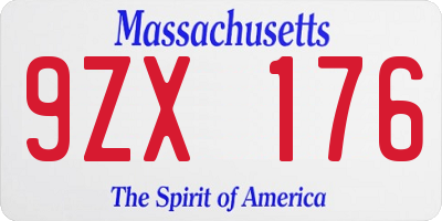 MA license plate 9ZX176