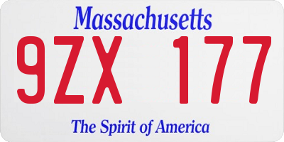 MA license plate 9ZX177