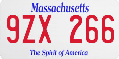 MA license plate 9ZX266