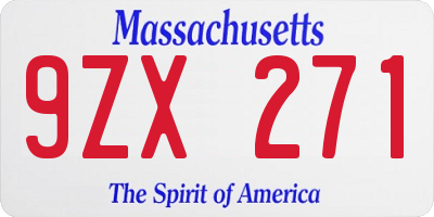 MA license plate 9ZX271