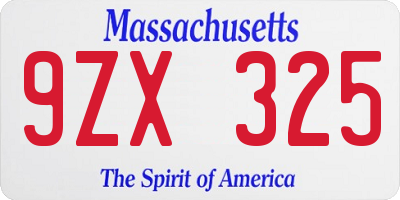 MA license plate 9ZX325