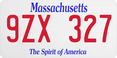 MA license plate 9ZX327