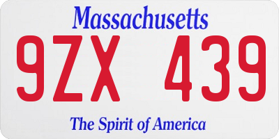 MA license plate 9ZX439