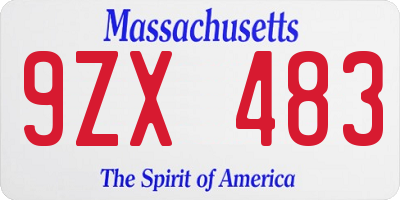 MA license plate 9ZX483