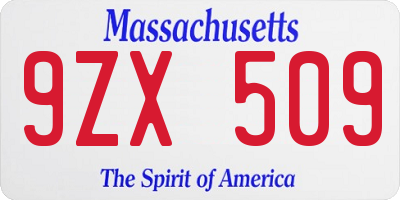 MA license plate 9ZX509