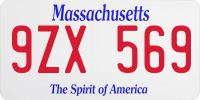 MA license plate 9ZX569