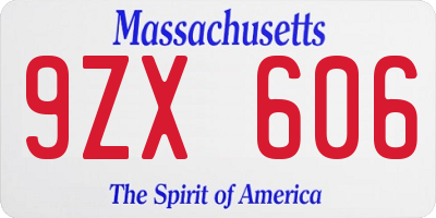 MA license plate 9ZX606