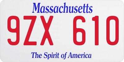 MA license plate 9ZX610