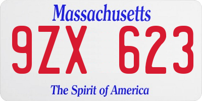 MA license plate 9ZX623