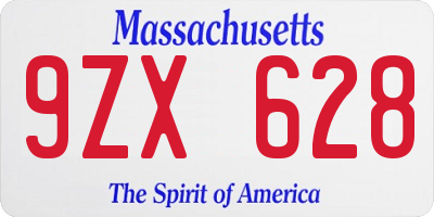 MA license plate 9ZX628