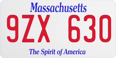 MA license plate 9ZX630