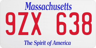 MA license plate 9ZX638
