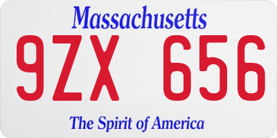 MA license plate 9ZX656