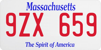 MA license plate 9ZX659