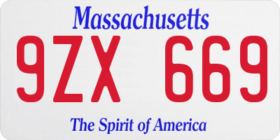 MA license plate 9ZX669