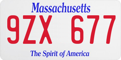 MA license plate 9ZX677