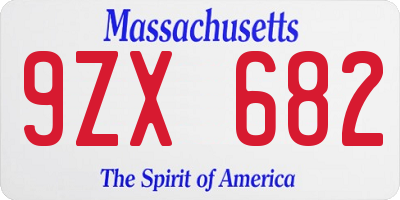 MA license plate 9ZX682