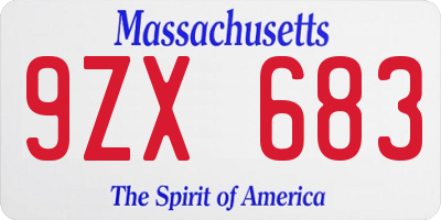 MA license plate 9ZX683