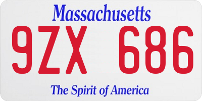 MA license plate 9ZX686