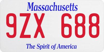MA license plate 9ZX688