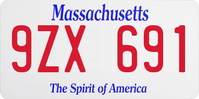 MA license plate 9ZX691