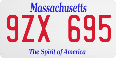 MA license plate 9ZX695