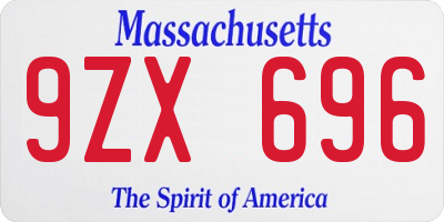 MA license plate 9ZX696