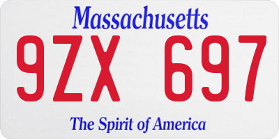 MA license plate 9ZX697