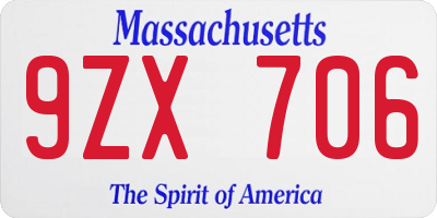 MA license plate 9ZX706