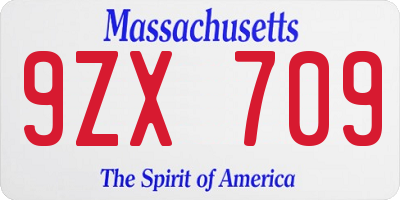 MA license plate 9ZX709