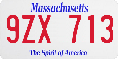 MA license plate 9ZX713