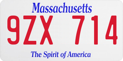 MA license plate 9ZX714