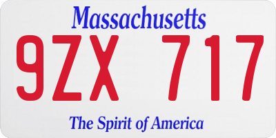 MA license plate 9ZX717