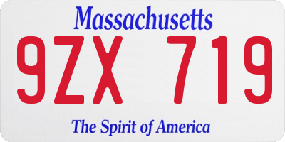 MA license plate 9ZX719