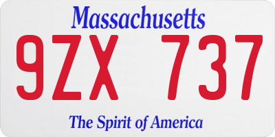 MA license plate 9ZX737