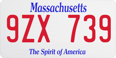 MA license plate 9ZX739