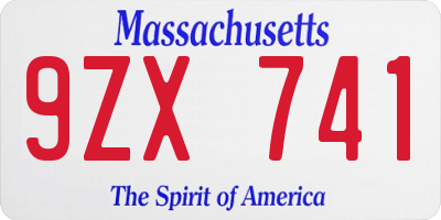 MA license plate 9ZX741