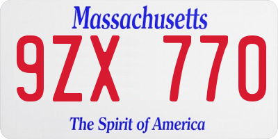 MA license plate 9ZX770