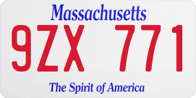 MA license plate 9ZX771