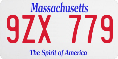 MA license plate 9ZX779