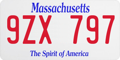 MA license plate 9ZX797