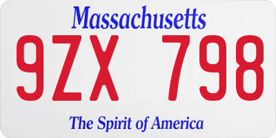 MA license plate 9ZX798