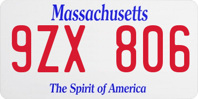 MA license plate 9ZX806