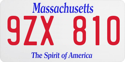 MA license plate 9ZX810