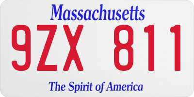 MA license plate 9ZX811