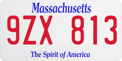 MA license plate 9ZX813