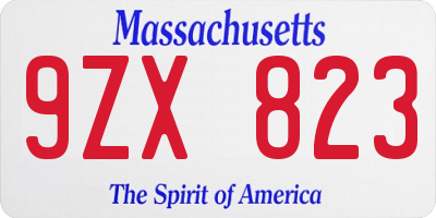 MA license plate 9ZX823