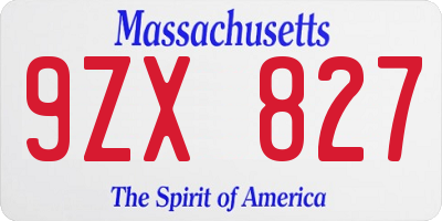 MA license plate 9ZX827