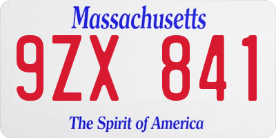 MA license plate 9ZX841