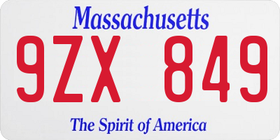 MA license plate 9ZX849